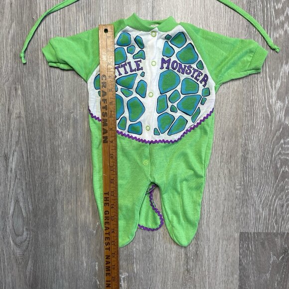 Dr. Denton Vintage One Piece Sleeper Pajamas Dinosaur Little Monster Size S 0-13 - Picture 11 of 13
